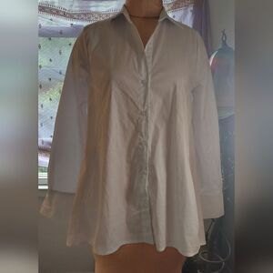 NWOT ELLEN TRACY White Trapeze Cut Blouse Pockets Size S